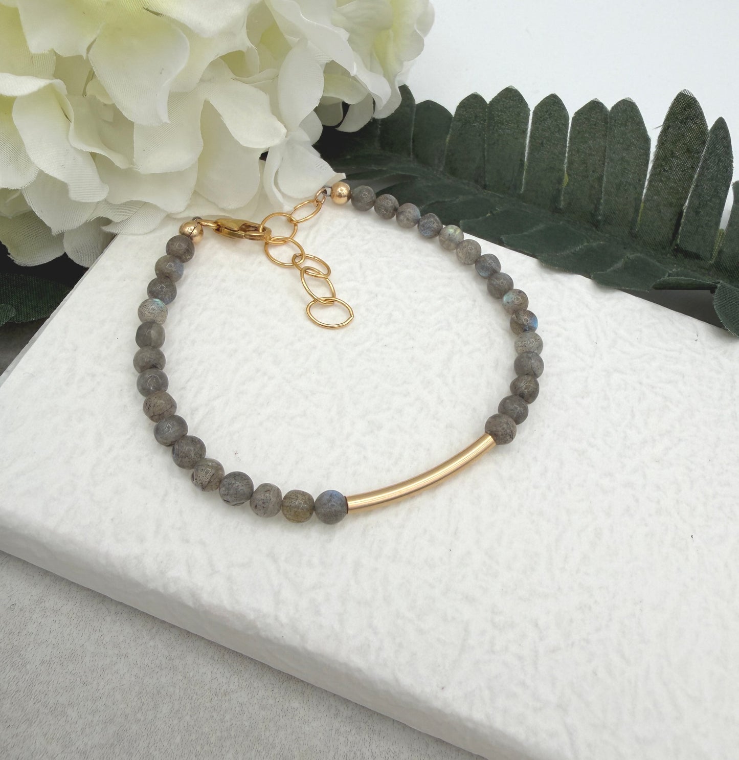 Bracelet with Labradorite Beads and a Gold Filled Tube GBNB-7