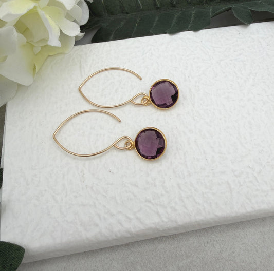 Earrings with Bezel Set Amethysts GHE-188