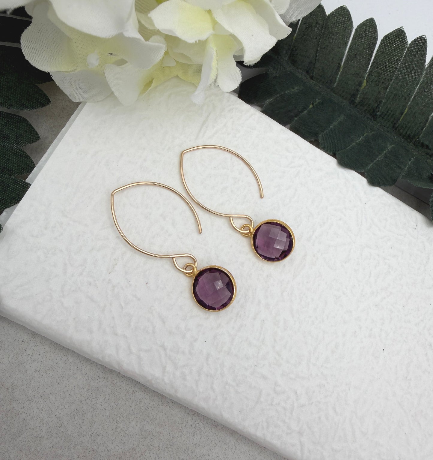 Earrings with Bezel Set Amethysts GHE-188