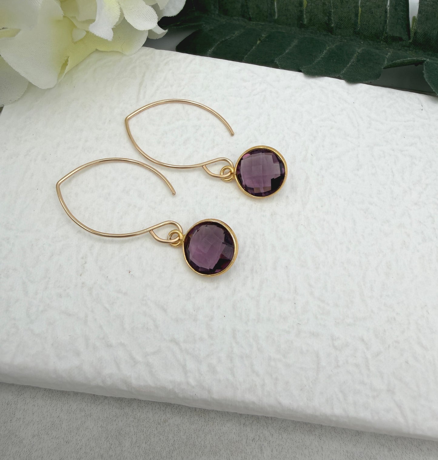 Earrings with Bezel Set Amethysts GHE-188