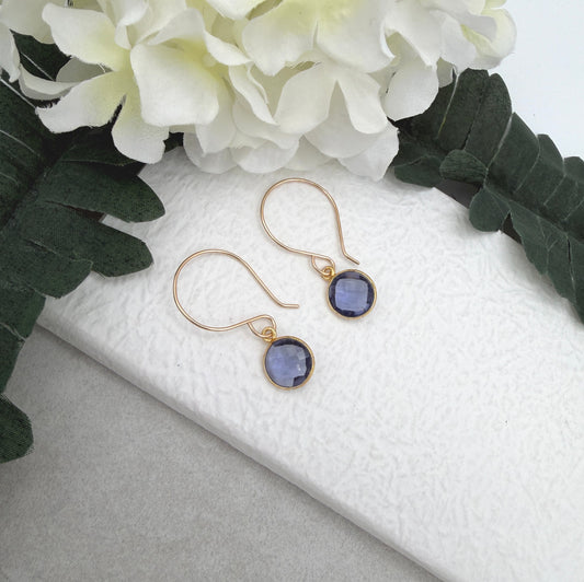 Earrings with Bezel Set Iolite GHE-204