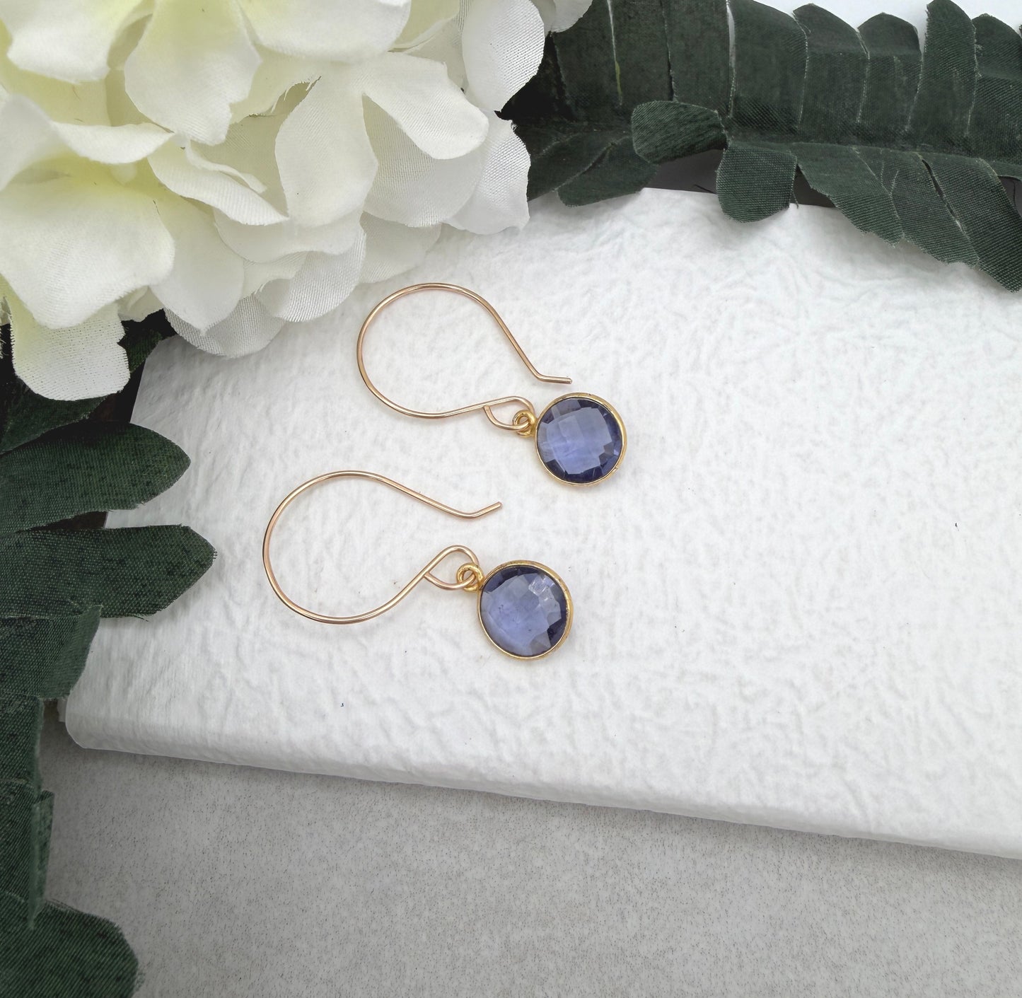 Earrings with Bezel Set Iolite GHE-204