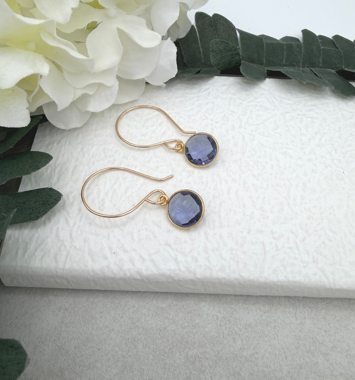 Earrings with Bezel Set Iolite GHE-204