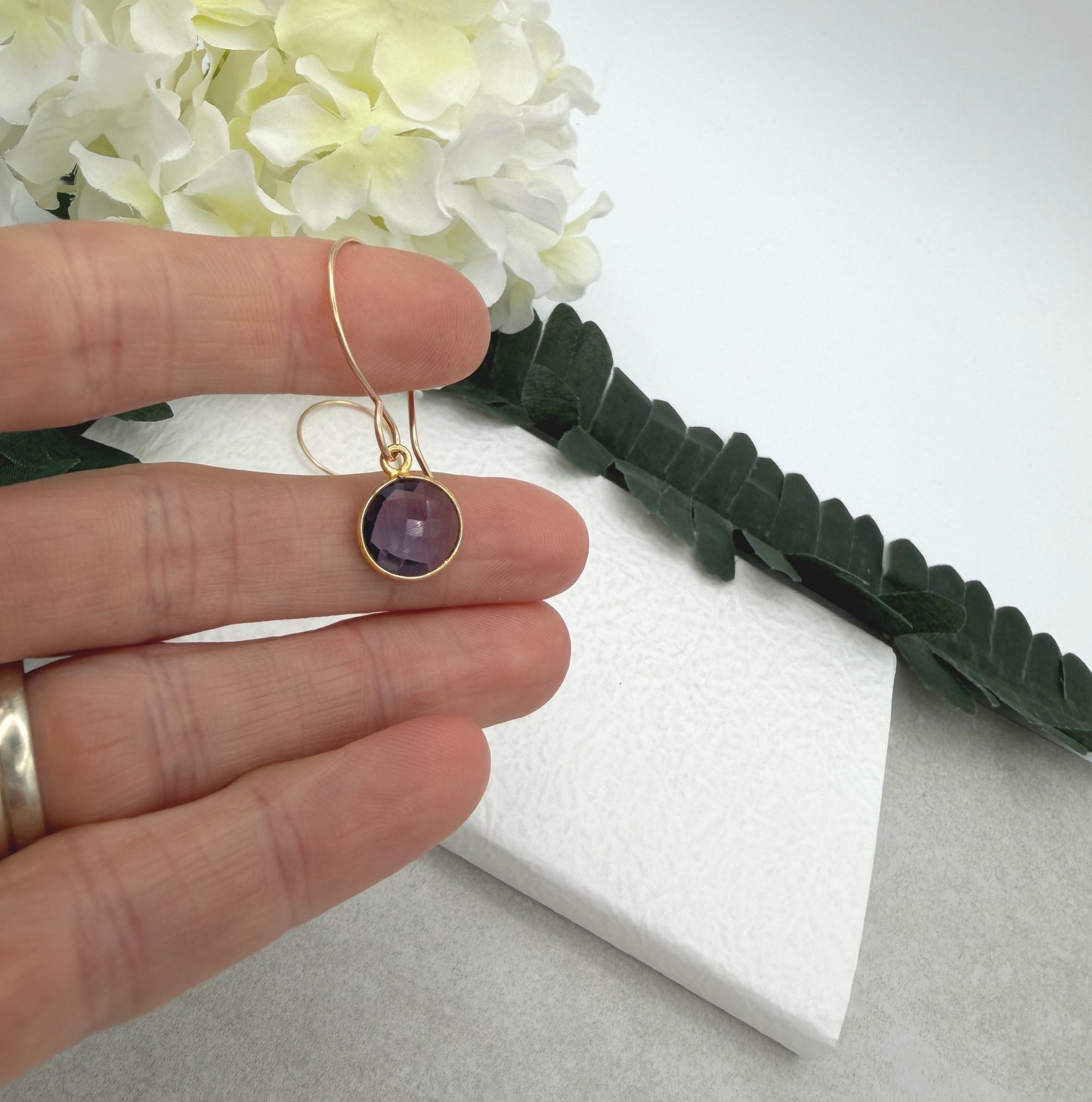 Earrings with Bezel Set Iolite GHE-204