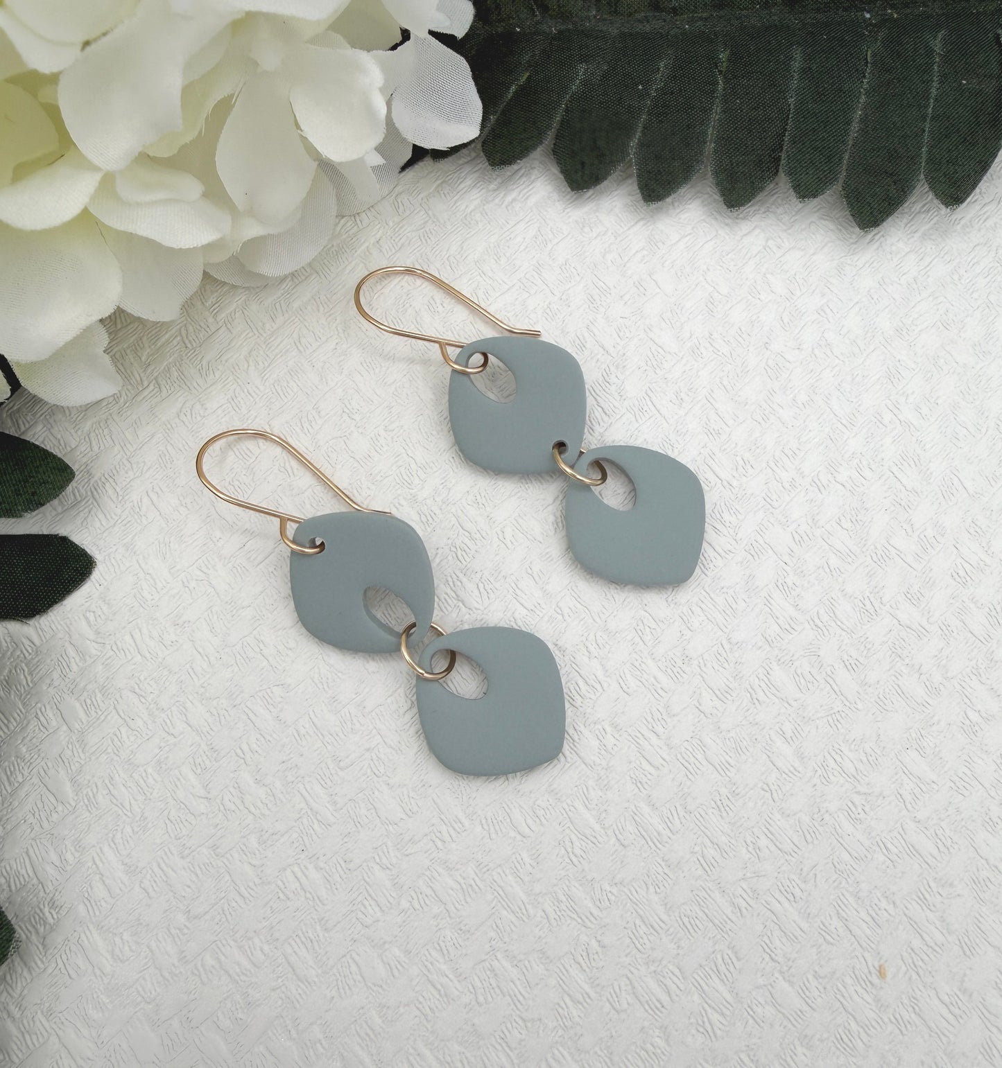 Earrings Made with Blue Polymer Clay Shaped into Two Rounded Teardrops PCE-1042