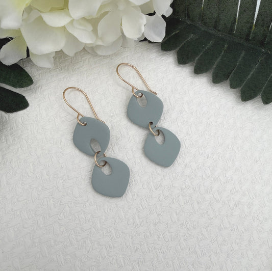 Earrings Made with Blue Polymer Clay Shaped into Two Rounded Teardrops PCE-1042