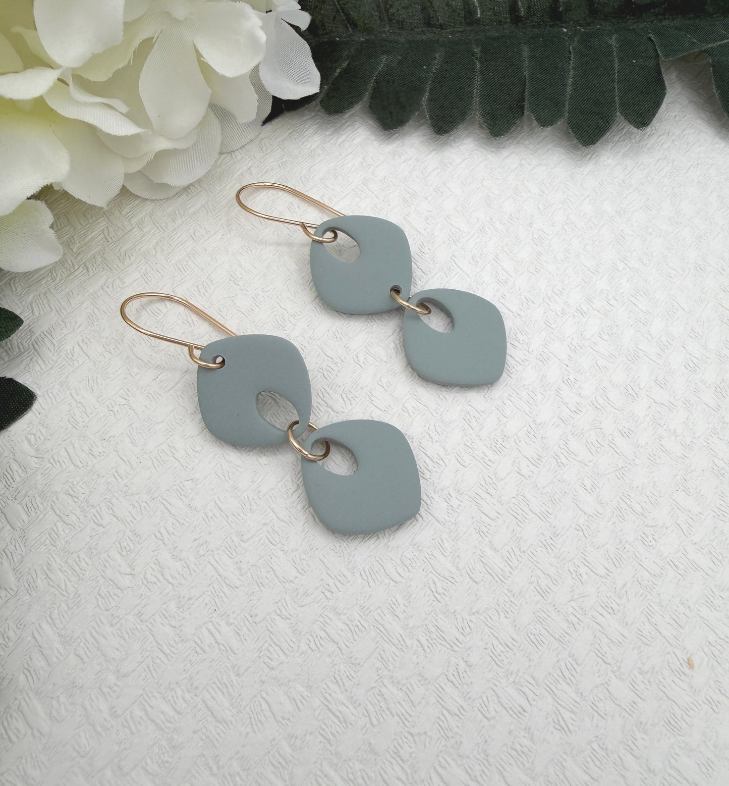 Earrings Made with Blue Polymer Clay Shaped into Two Rounded Teardrops PCE-1042