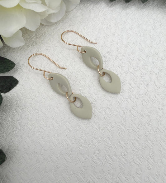 Earrings Made with Seafoam Polymer Clay Shaped into Two Rounded Teardrops PCE-1050
