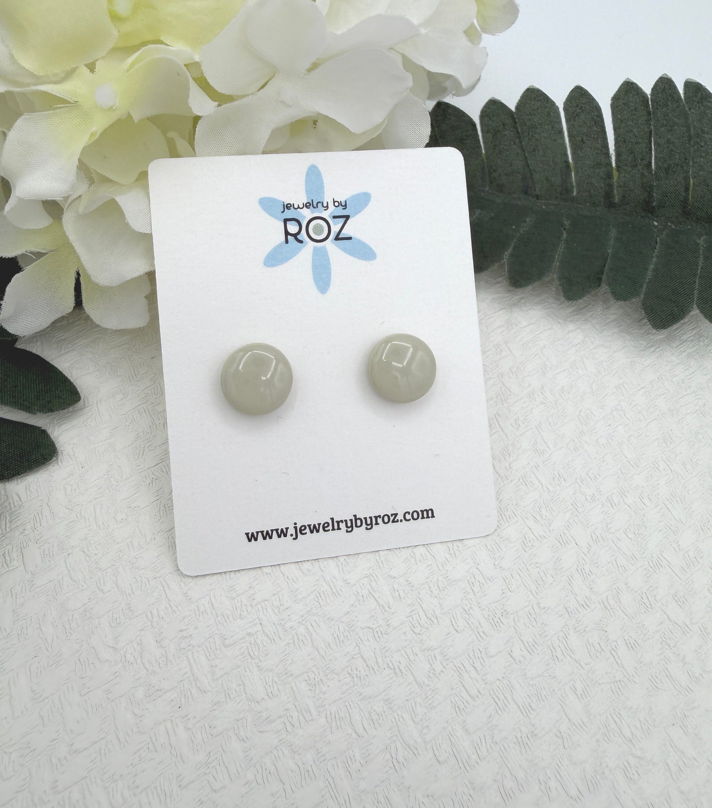 Stud Earrings Made with Seafoam Green Polymer Clay Circles and Sterling Silver Posts PCE-1052