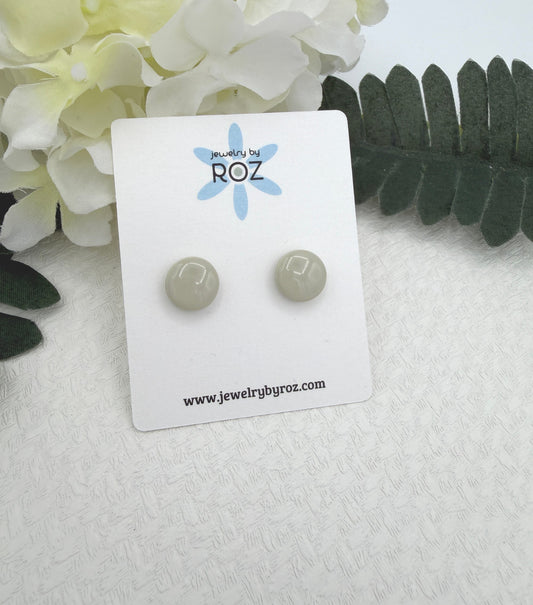 Stud Earrings Made with Seafoam Green Polymer Clay Circles and Sterling Silver Posts PCE-1052