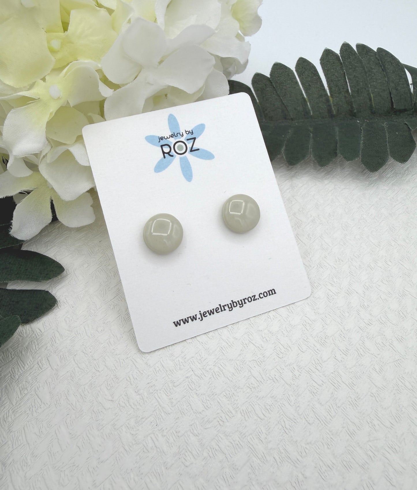 Stud Earrings Made with Seafoam Green Polymer Clay Circles and Sterling Silver Posts PCE-1052