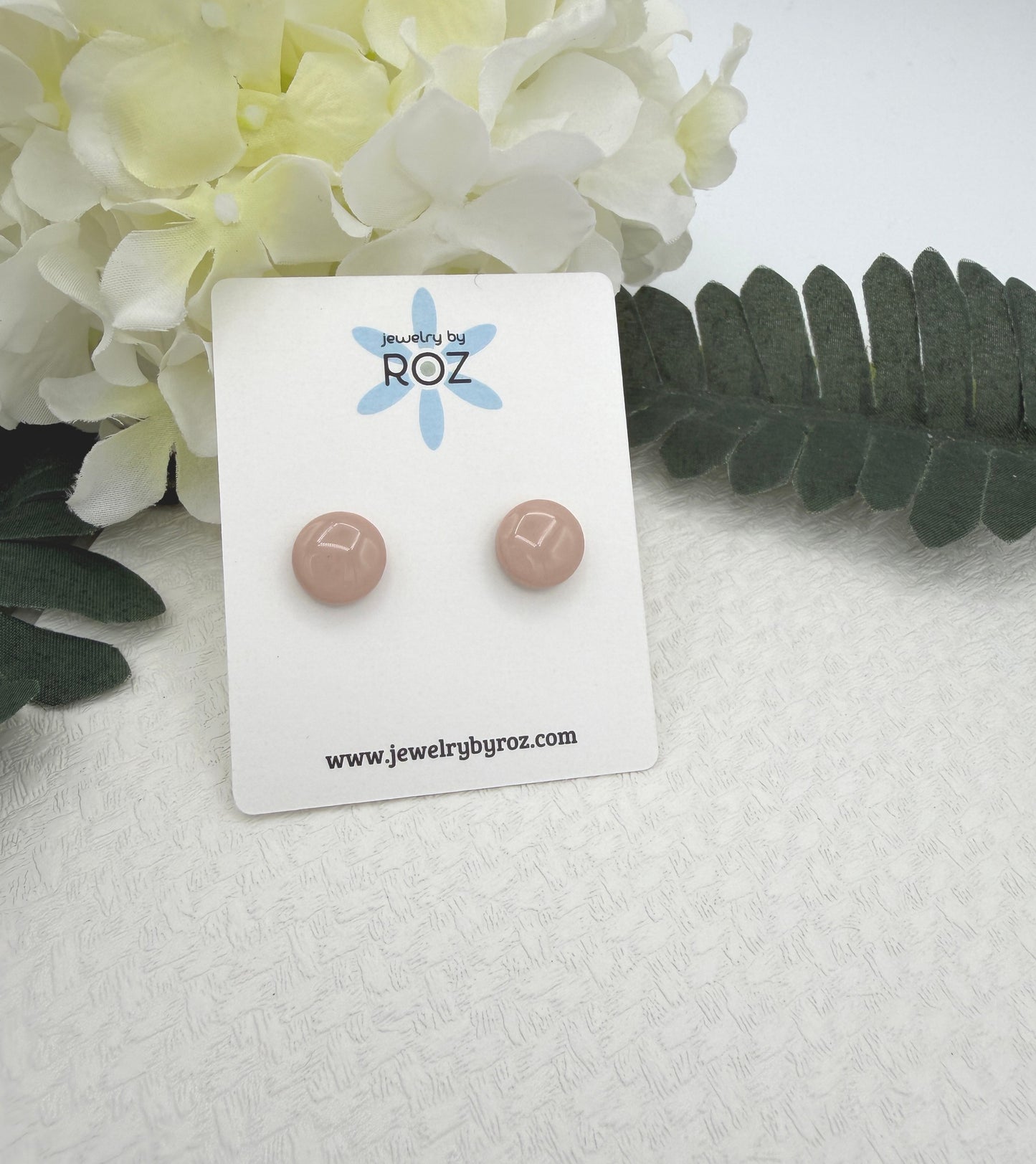 Stud Earrings Made with Dusty Coral PInk Polymer Clay Circles and Sterling Silver Posts PCE-1053