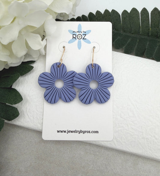 Earrings Made with Thistle Polymer Clay Shaped into Flowers PCE-1070