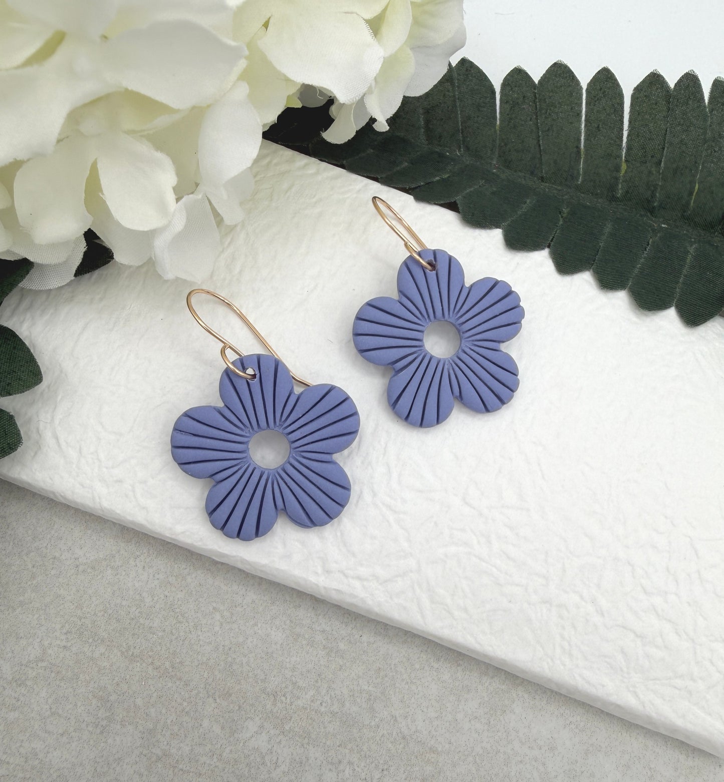 Earrings Made with Thistle Polymer Clay Shaped into Flowers PCE-1070