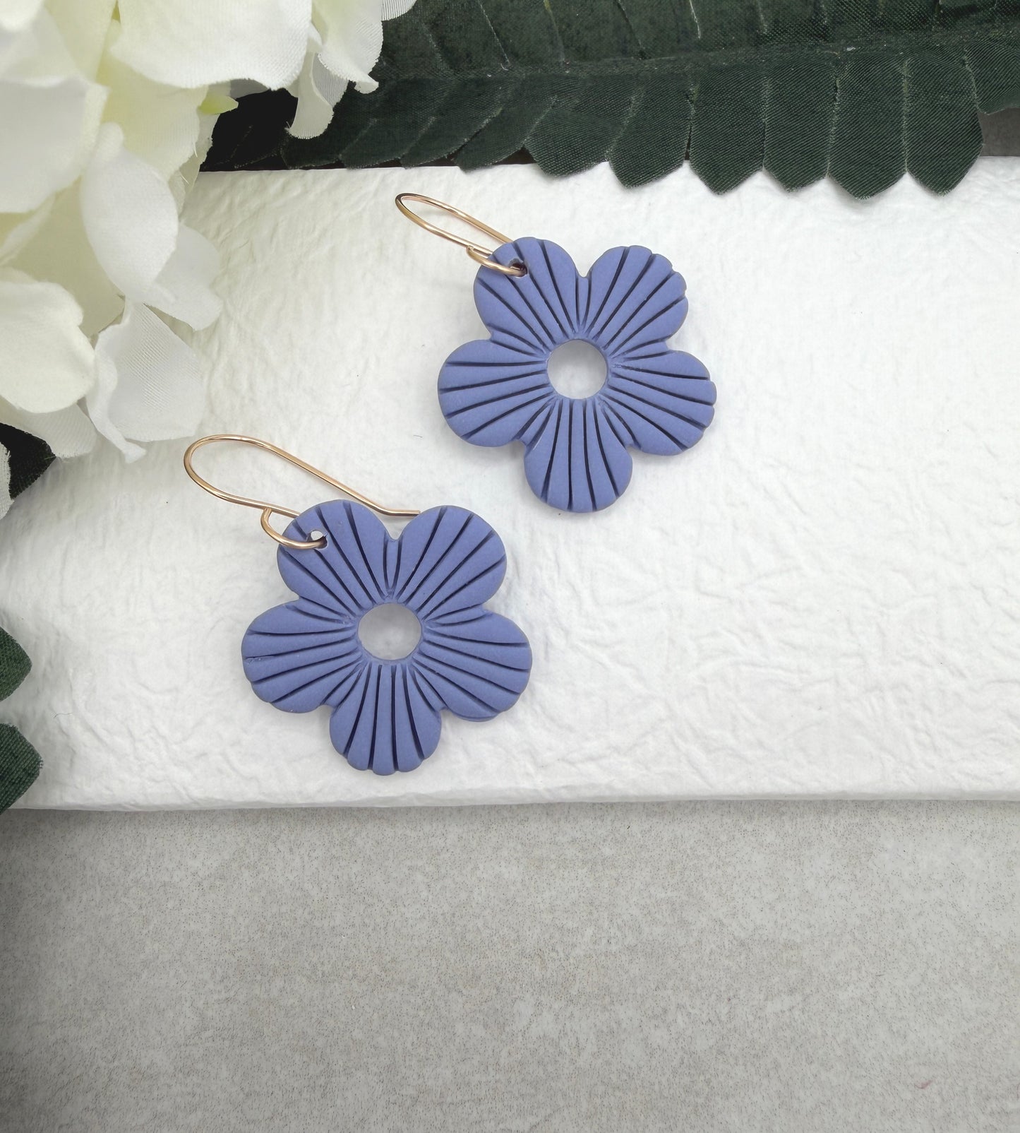 Earrings Made with Thistle Polymer Clay Shaped into Flowers PCE-1070