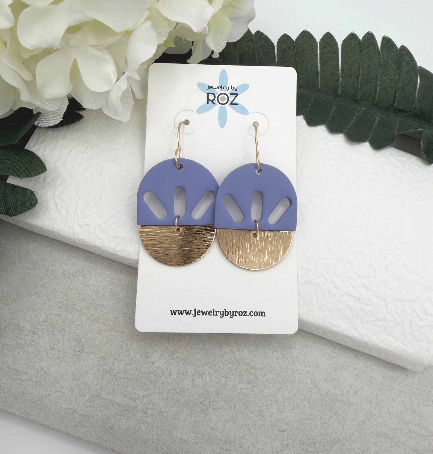 Earrings Made with Thistle Polymer Clay Shaped into Arches with Gold Plated Arches PCE-1071