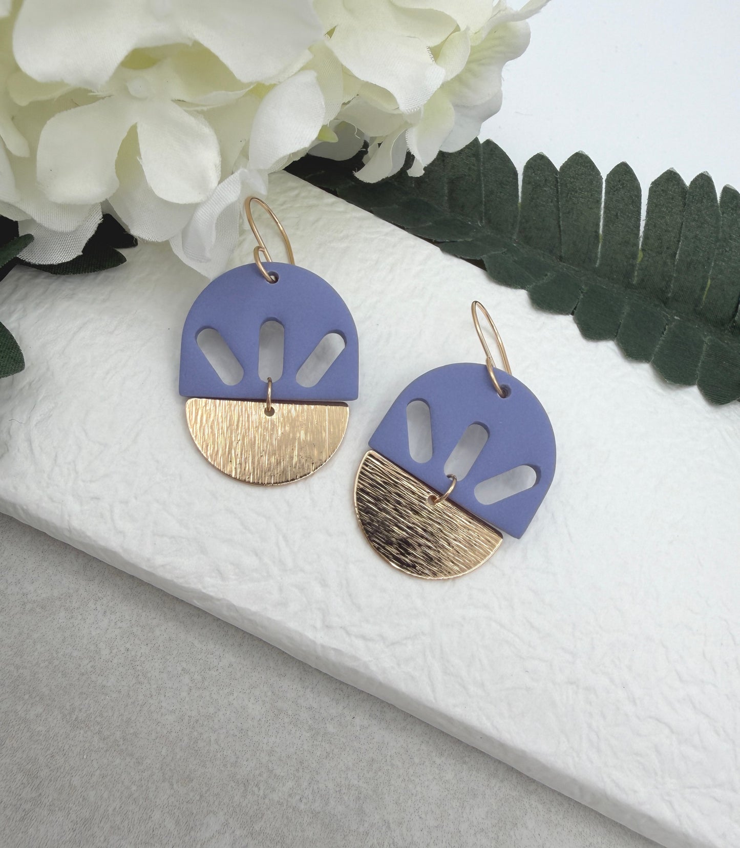 Earrings Made with Thistle Polymer Clay Shaped into Arches with Gold Plated Arches PCE-1071