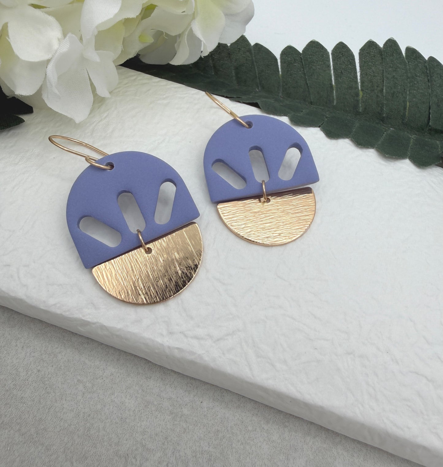 Earrings Made with Thistle Polymer Clay Shaped into Arches with Gold Plated Arches PCE-1071