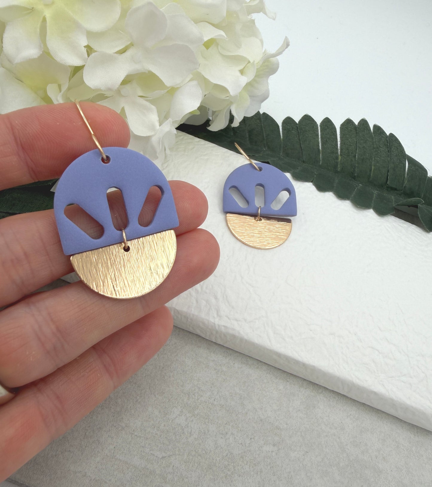 Earrings Made with Thistle Polymer Clay Shaped into Arches with Gold Plated Arches PCE-1071