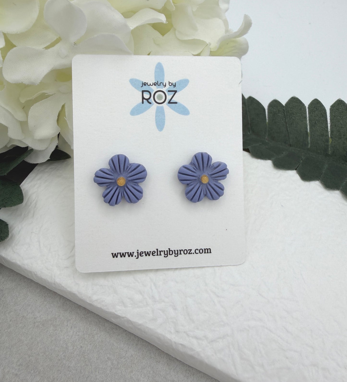 Stud Earrings Made with Thistle Polymer Clay Shaped into Flowers and Sterling Silver Posts PCE-1072