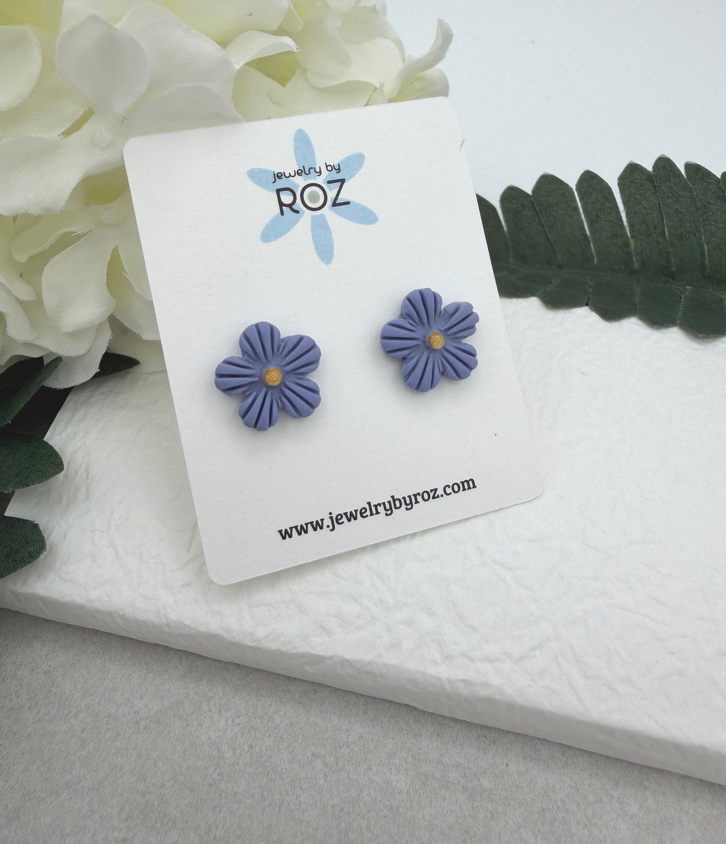Stud Earrings Made with Thistle Polymer Clay Shaped into Flowers and Sterling Silver Posts PCE-1072
