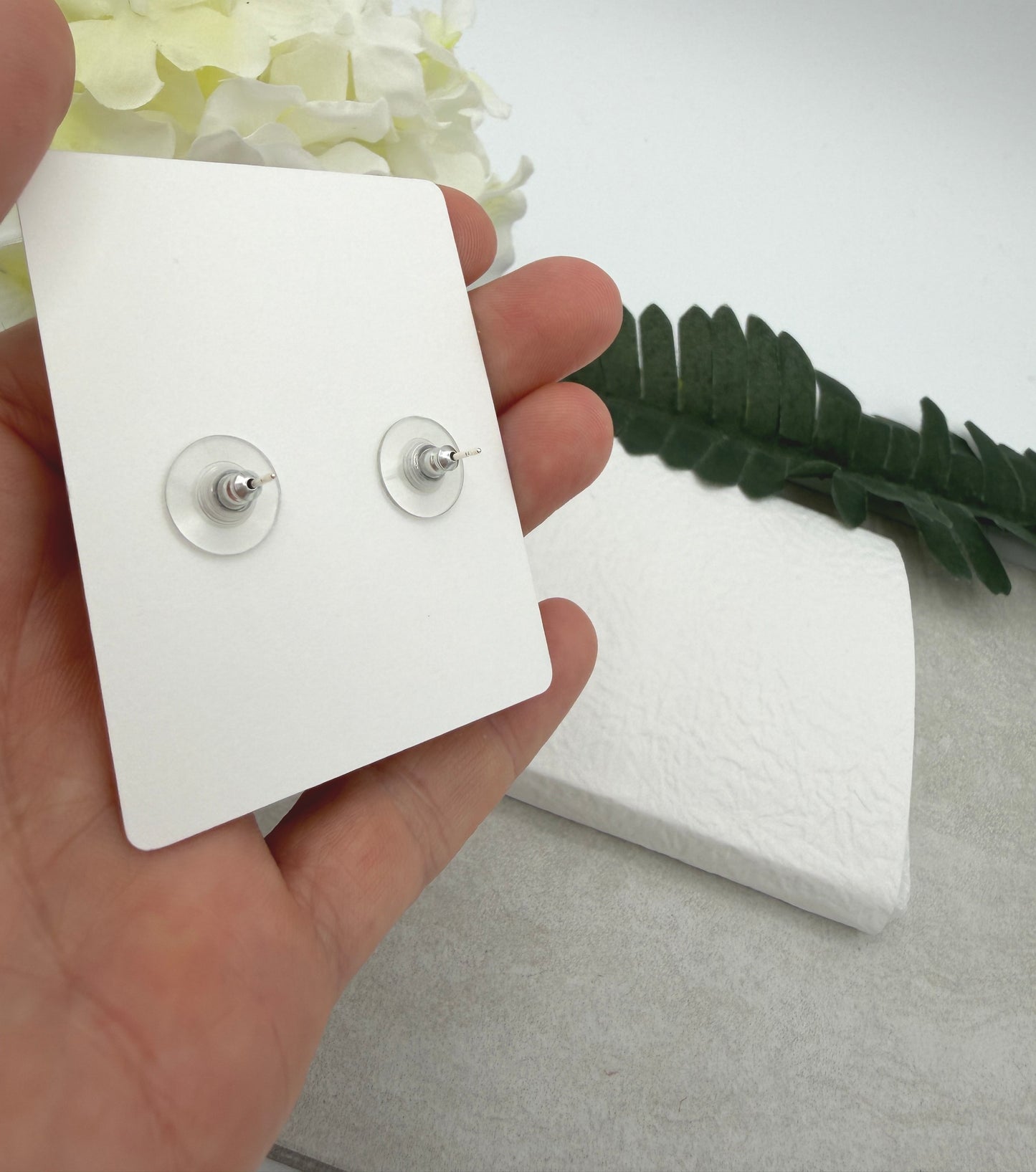 Stud Earrings Made with Thistle Polymer Clay Shaped into Flowers and Sterling Silver Posts PCE-1072