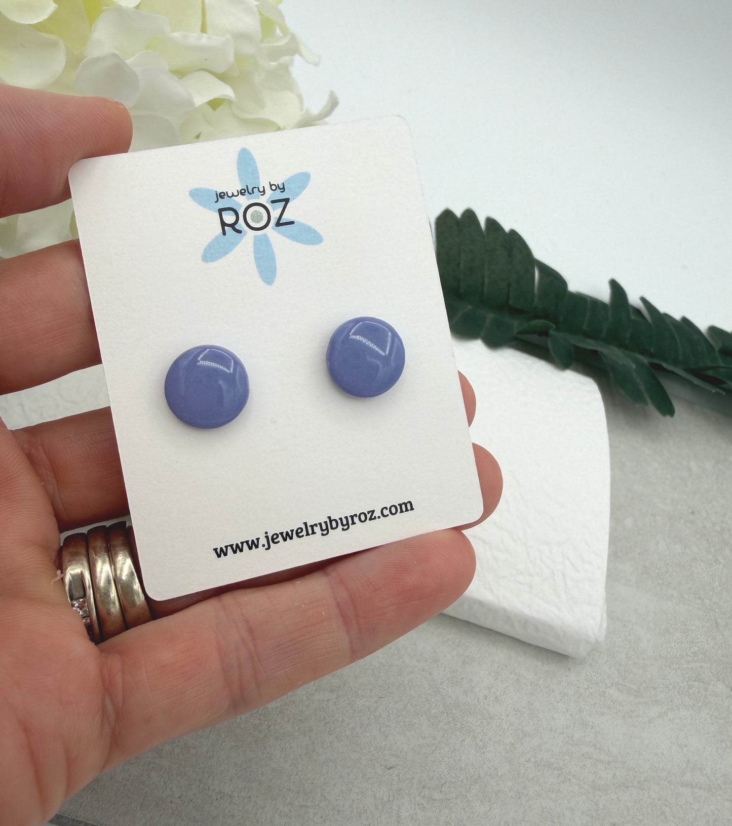Stud Earrings Made with Thistle Polymer Clay Shaped into Circles on Sterling Silver Posts PCE-1073