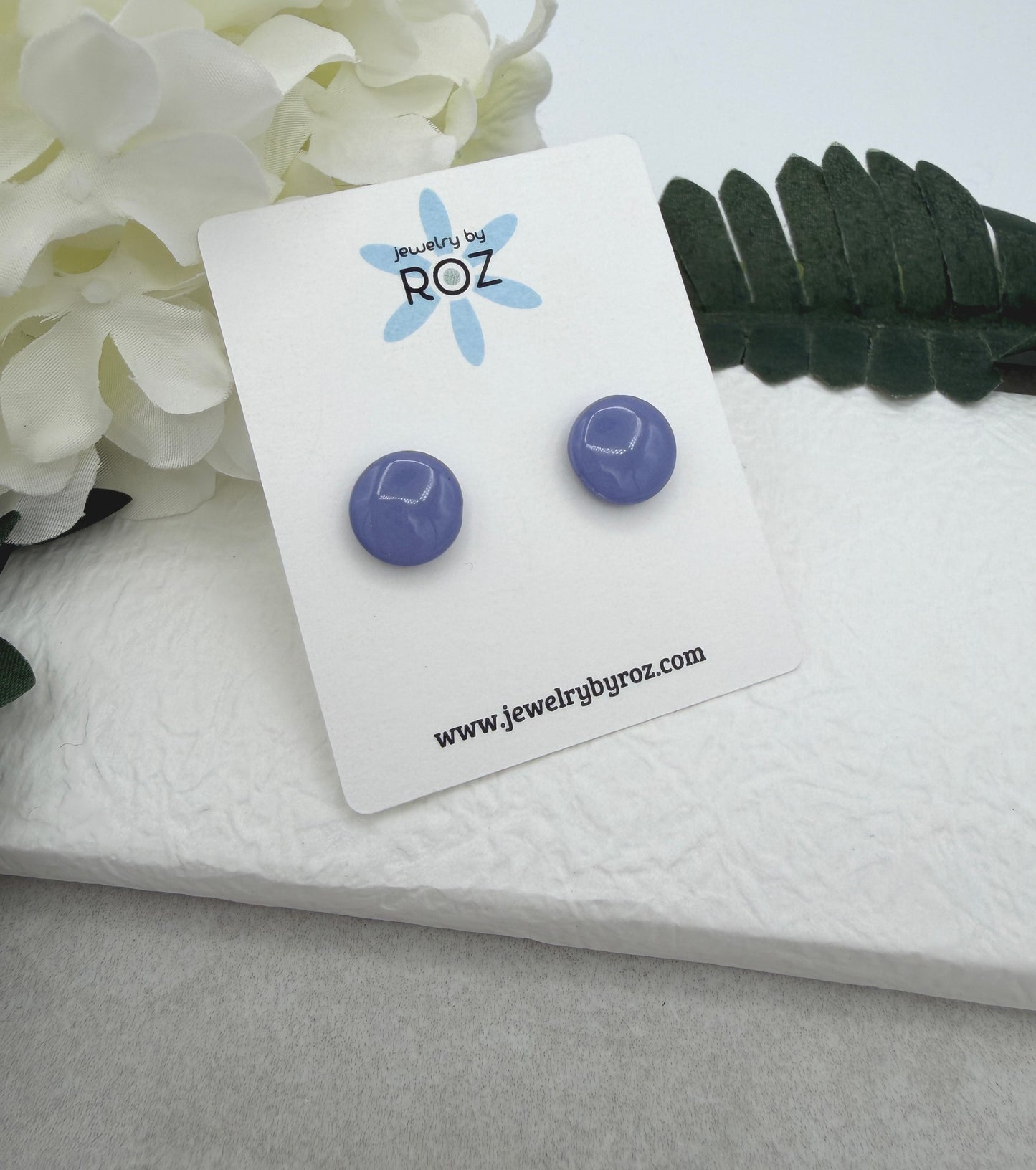 Stud Earrings Made with Thistle Polymer Clay Shaped into Circles on Sterling Silver Posts PCE-1073
