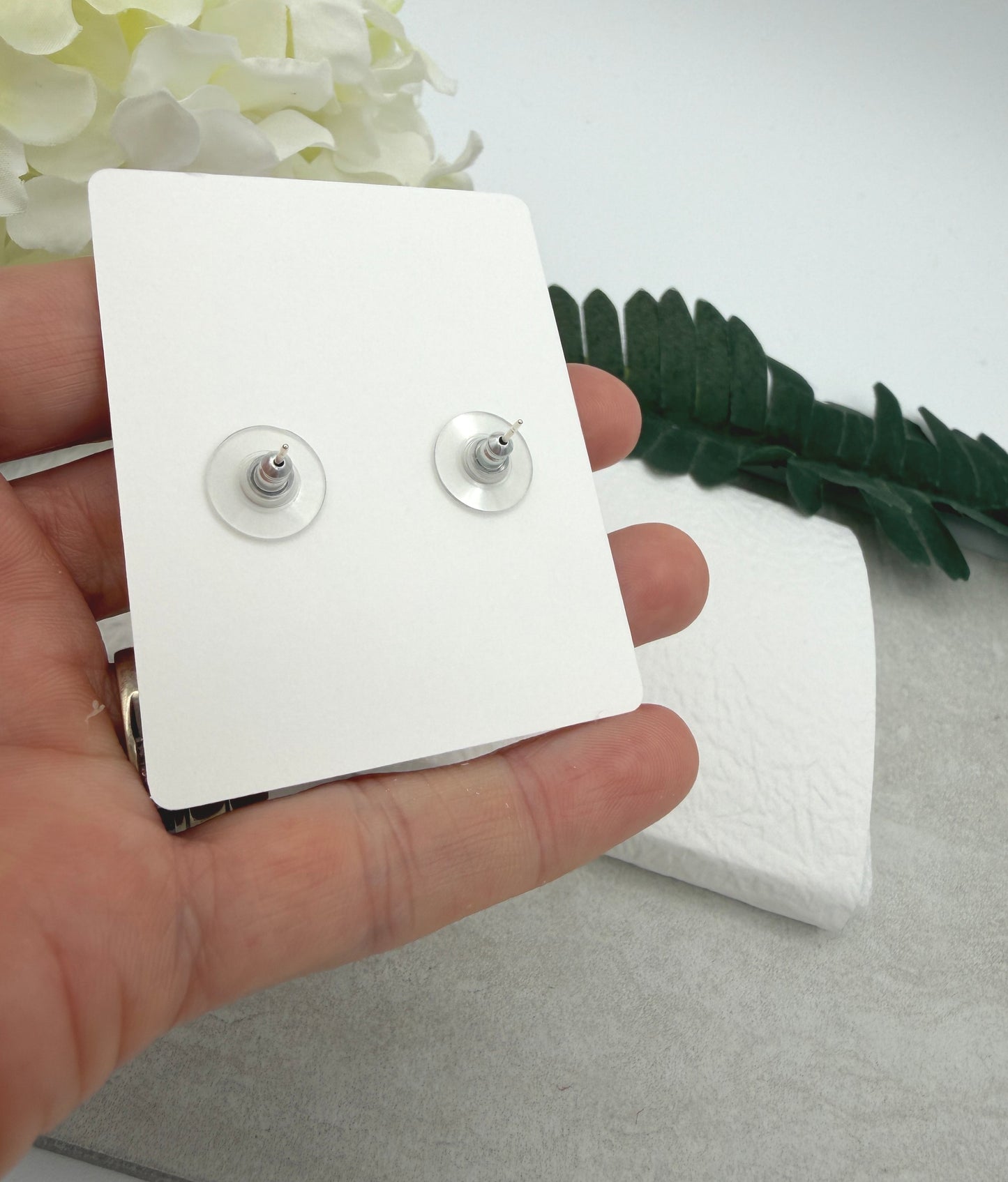 Stud Earrings Made with Thistle Polymer Clay Shaped into Circles on Sterling Silver Posts PCE-1073