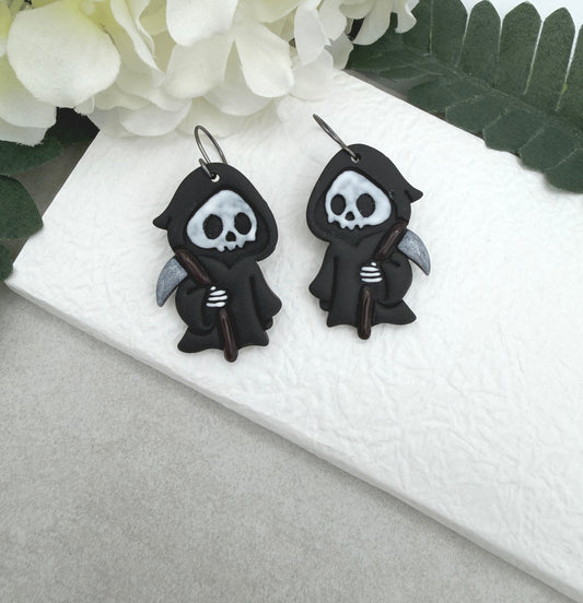Earrings Made with Polymer Clay Grimm Reapers PCE-1094