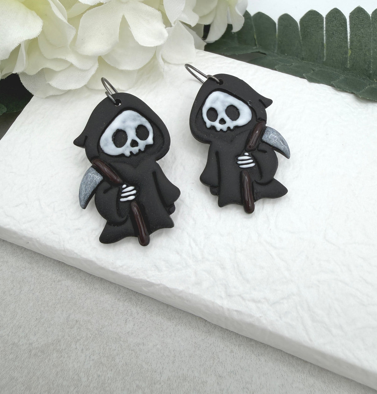 Earrings Made with Polymer Clay Grimm Reapers PCE-1094