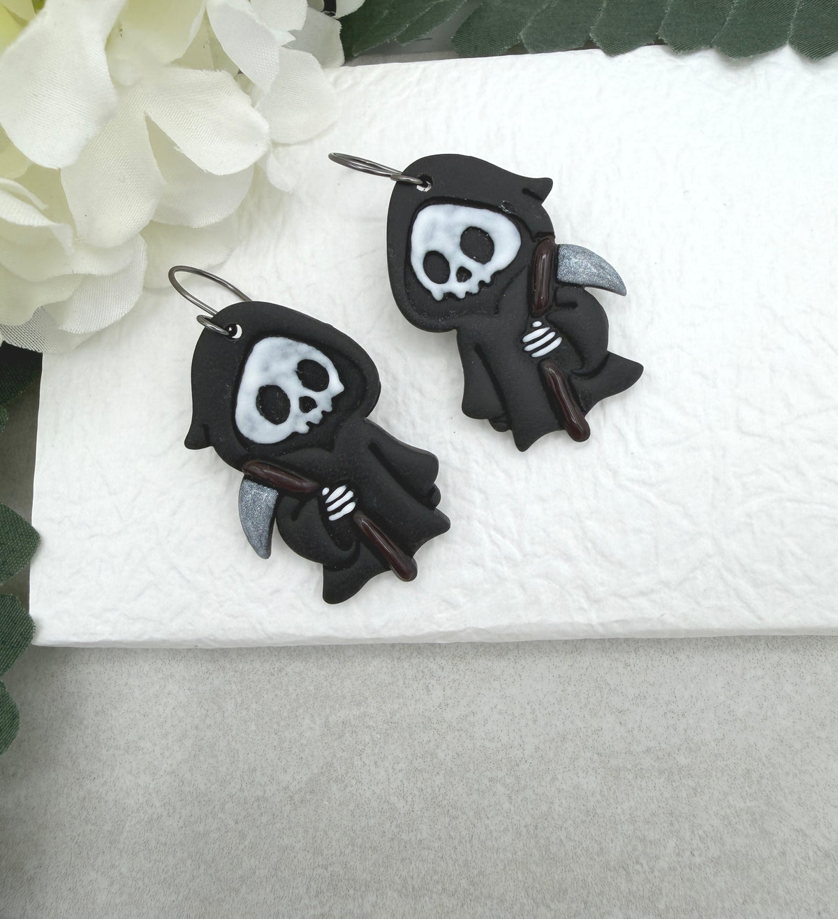 Earrings Made with Polymer Clay Grimm Reapers PCE-1094