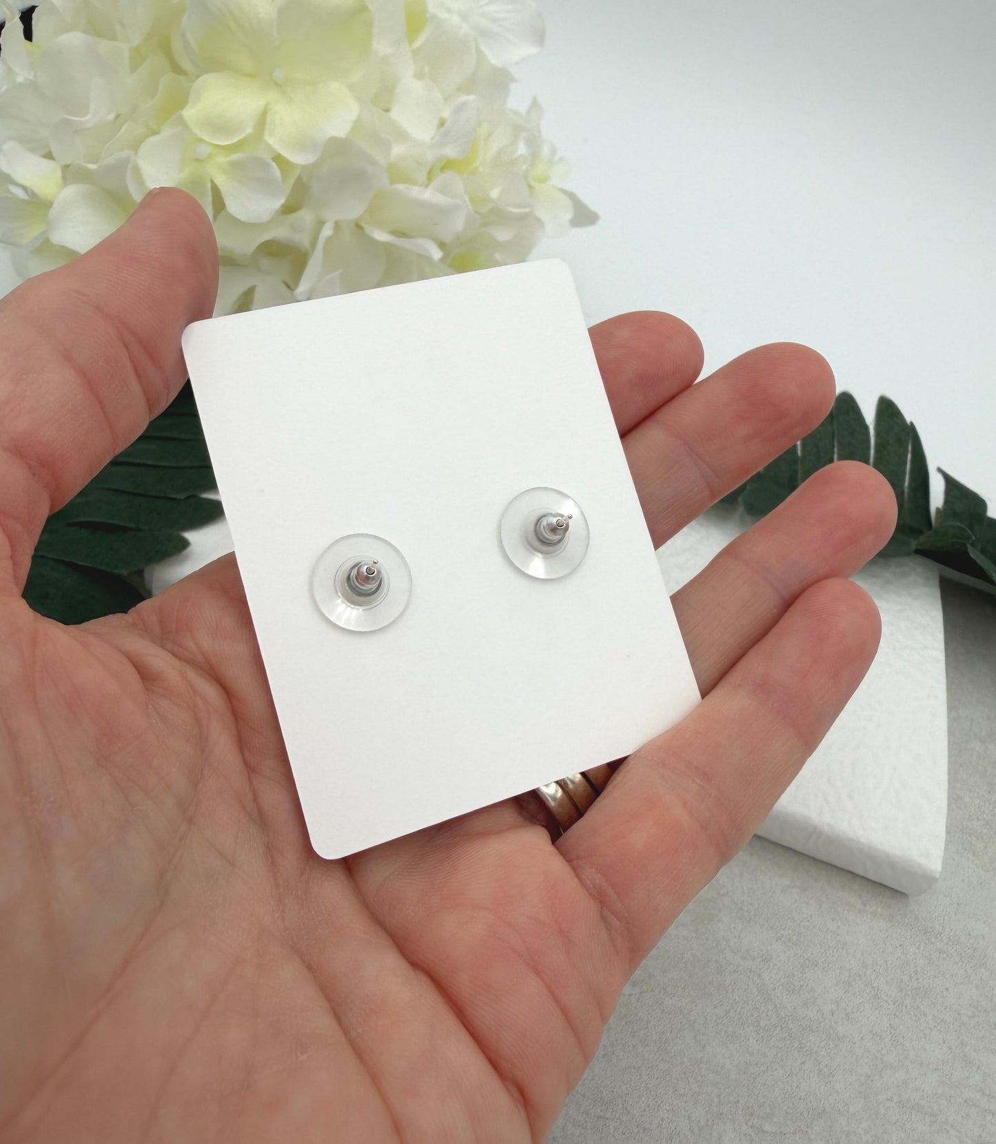 Stud Earrings Made with Peach Polymer Clay Hearts and Sterling Silver Posts PCE-941