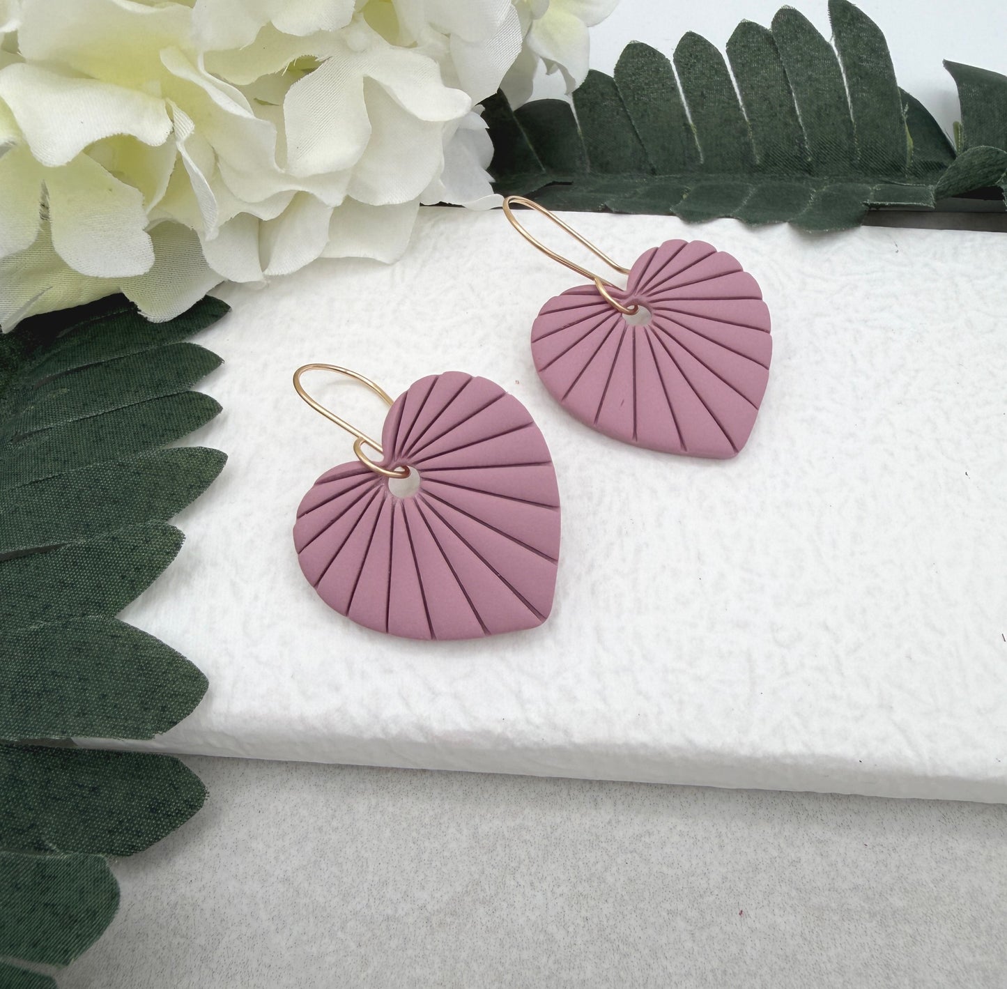 Earrings Made with Pink Polymer Clay Hearts - PCE-950