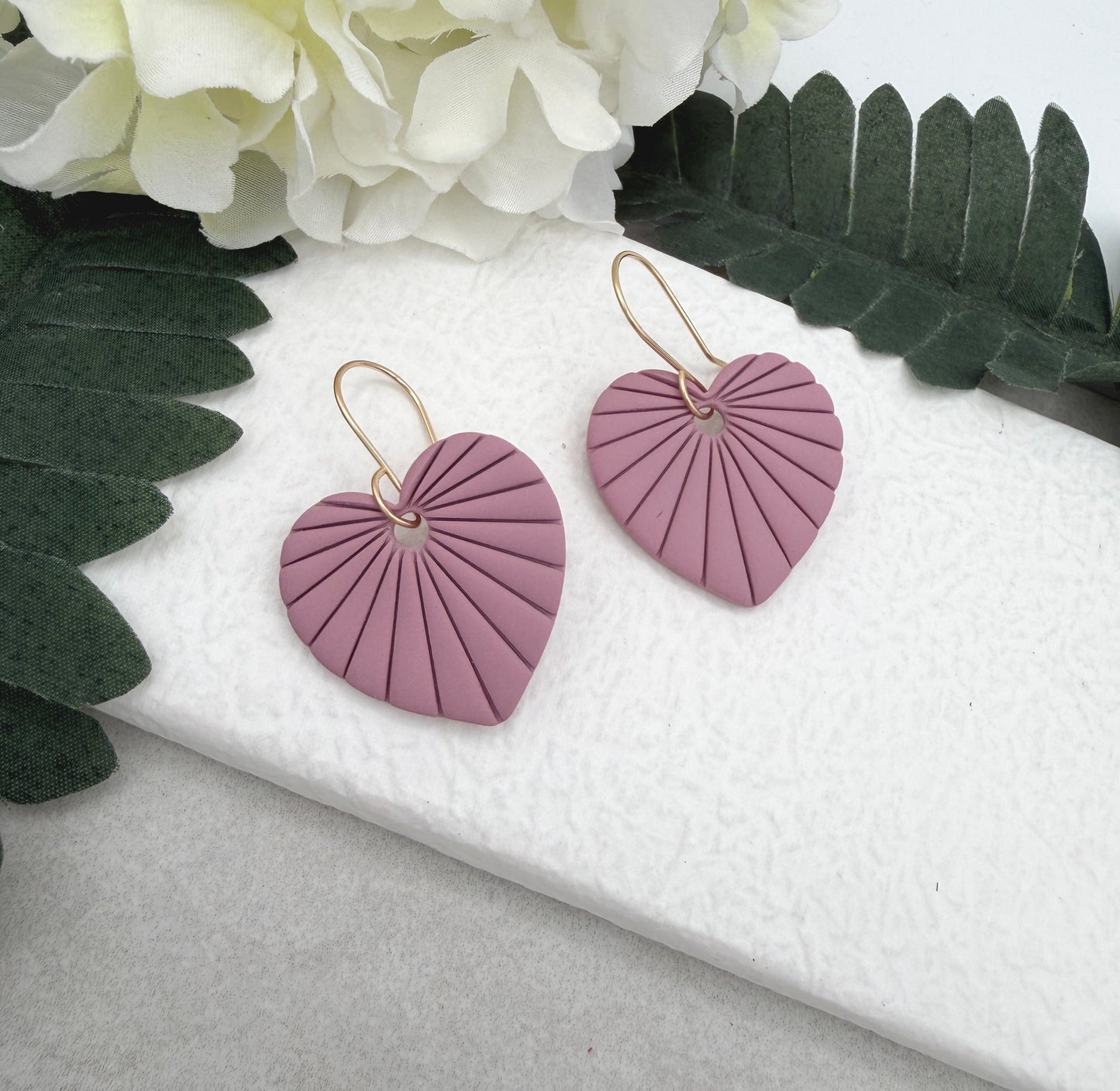 Earrings Made with Pink Polymer Clay Hearts - PCE-950