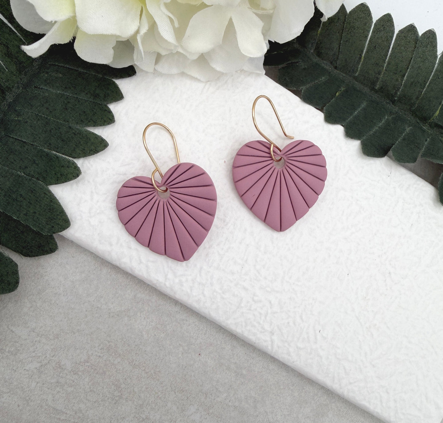 Earrings Made with Pink Polymer Clay Hearts - PCE-950