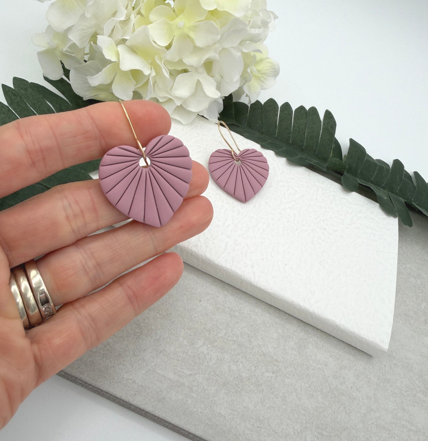 Earrings Made with Pink Polymer Clay Hearts - PCE-950