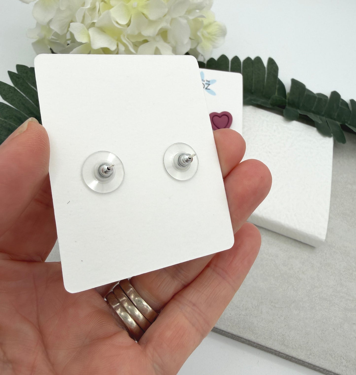 Stud Earrings Made with Polymer Clay Hearts and Sterling Silver Posts in 3 Shades of Pink PCE-951