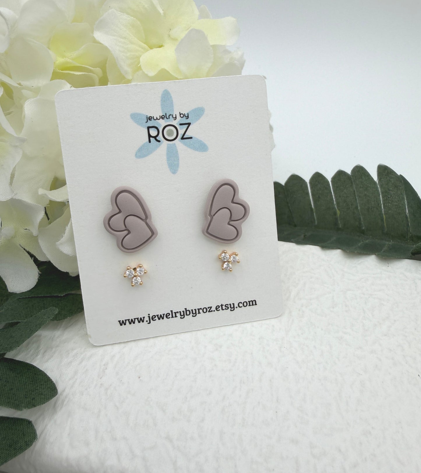 Stud Earring Pack Made with Polymer Clay Hearts and Sterling Silver Posts and CZ Studs PCE-963