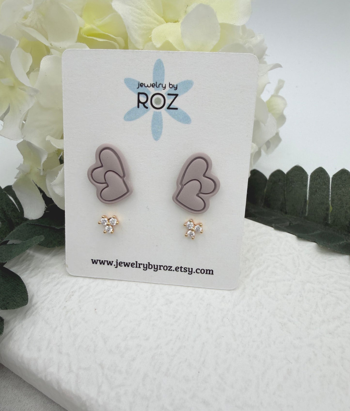 Stud Earring Pack Made with Polymer Clay Hearts and Sterling Silver Posts and CZ Studs PCE-963