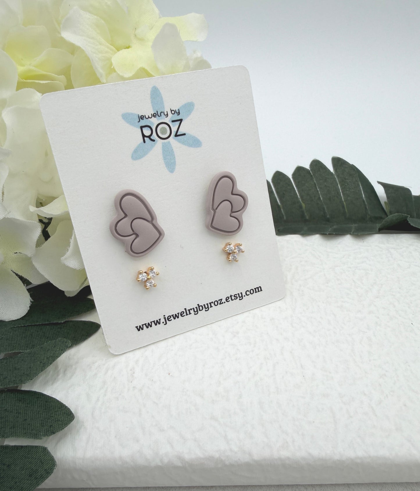 Stud Earring Pack Made with Polymer Clay Hearts and Sterling Silver Posts and CZ Studs PCE-963