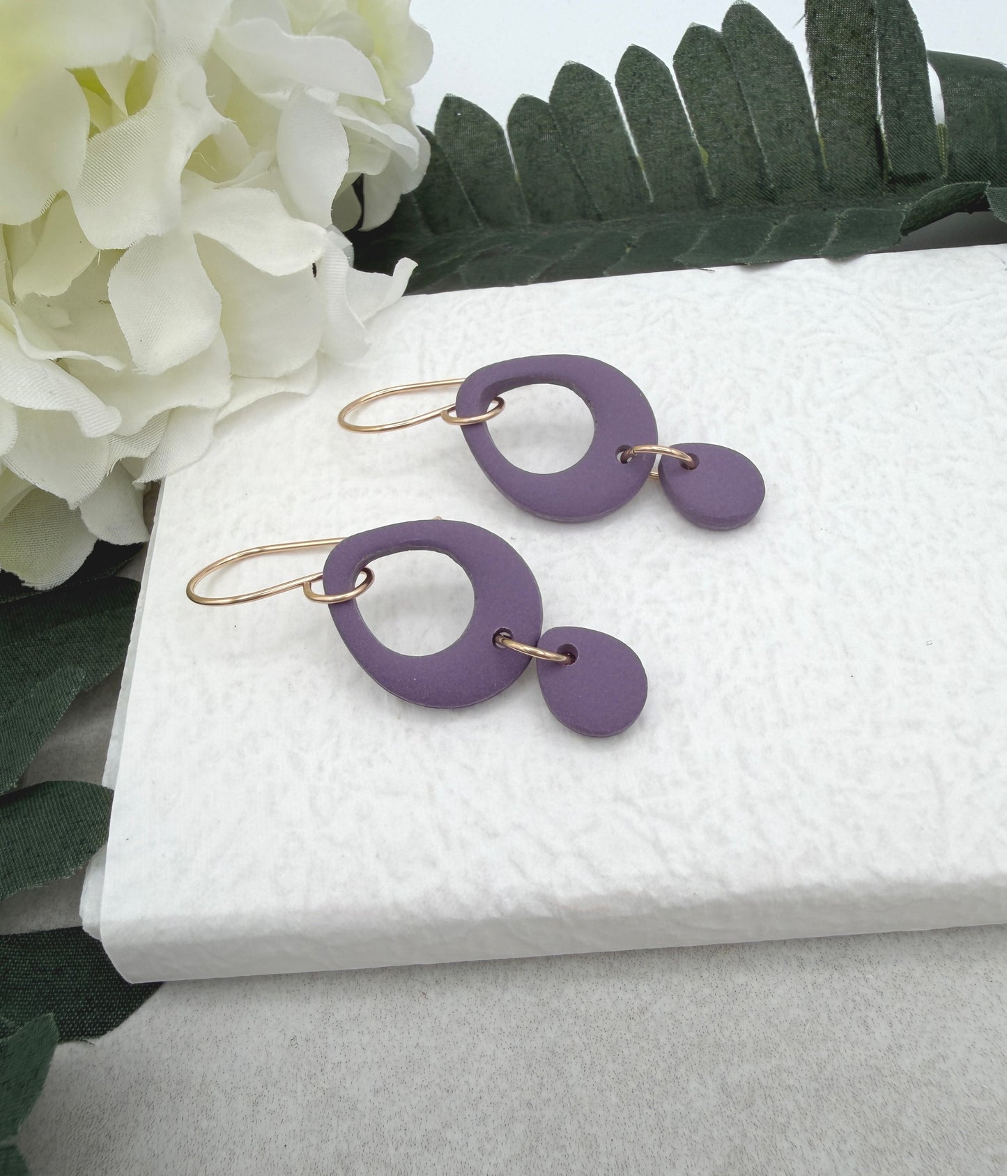 Earrings Made with Purple Polymer Clay Teardrops PCE-973