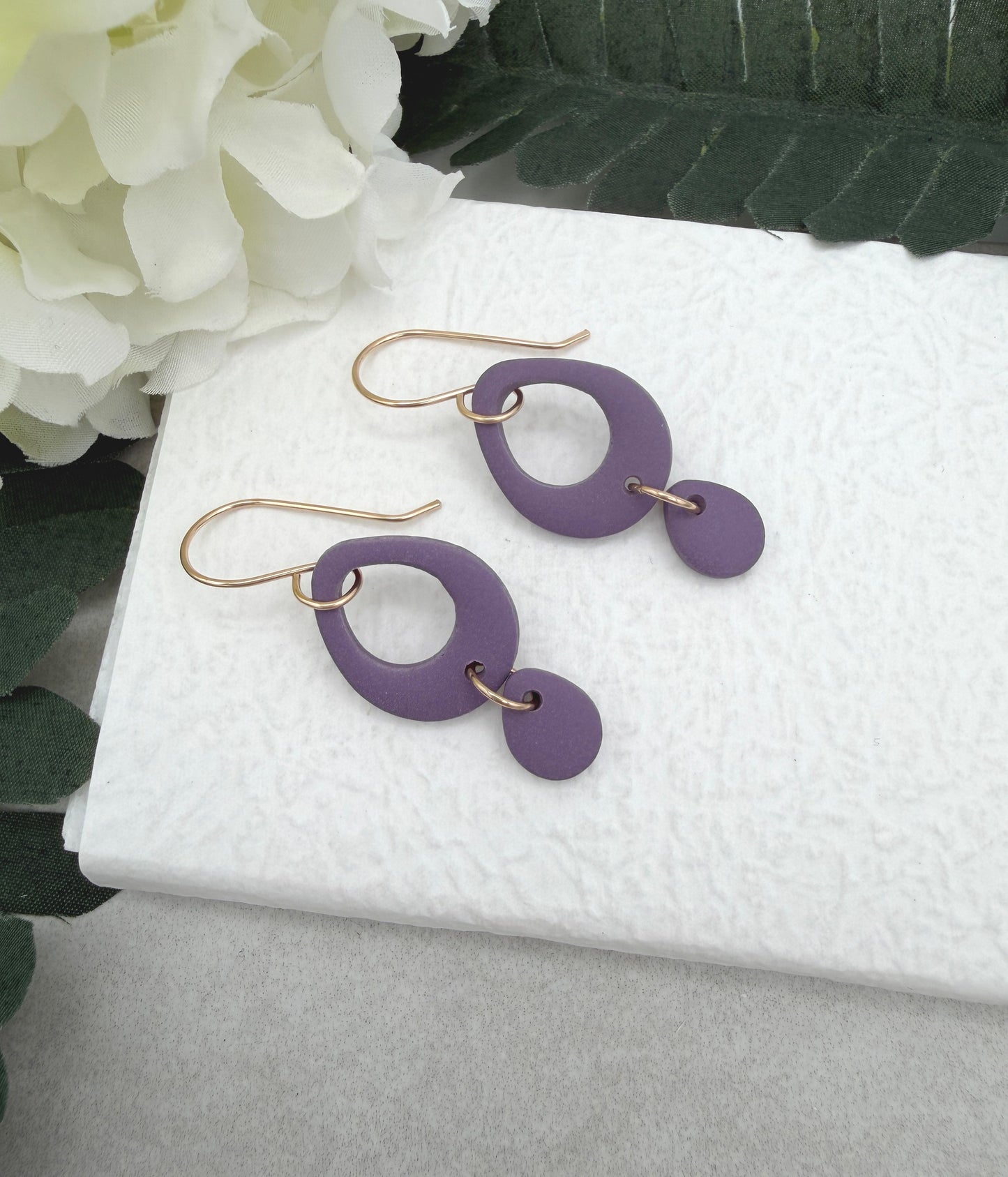 Earrings Made with Purple Polymer Clay Teardrops PCE-973