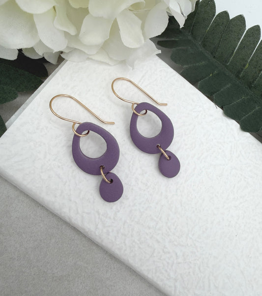 Earrings Made with Purple Polymer Clay Teardrops PCE-973