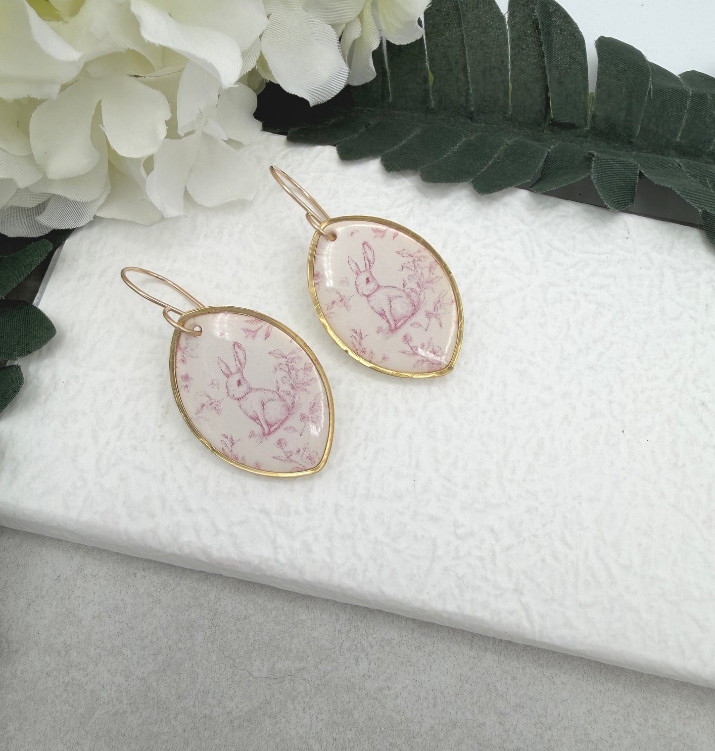 Earrings Made with Polymer Clay Pink Toille Bunnies - PCE-983
