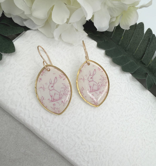 Earrings Made with Polymer Clay Pink Toille Bunnies - PCE-983