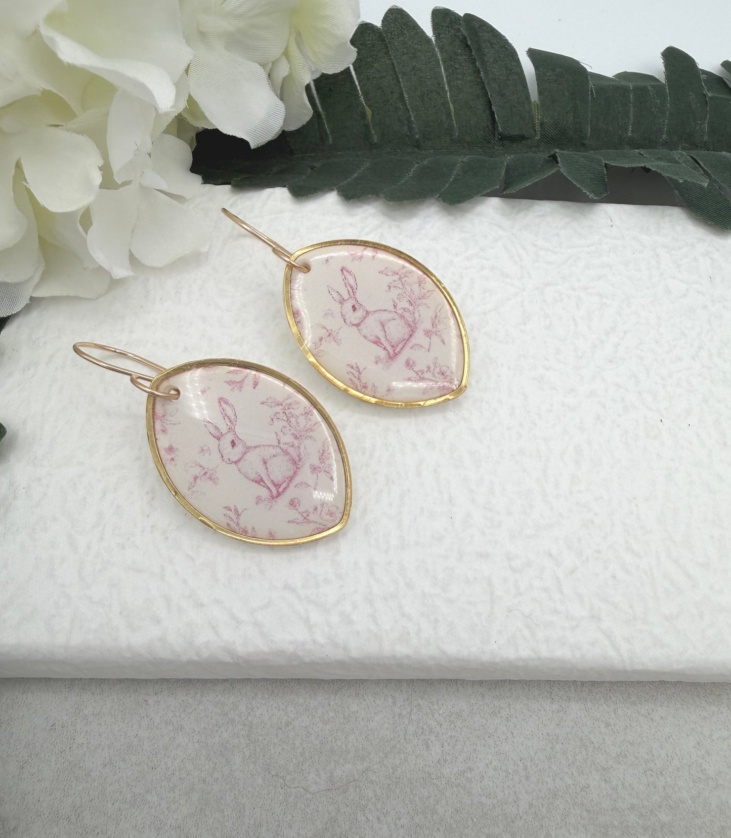 Earrings Made with Polymer Clay Pink Toille Bunnies - PCE-983