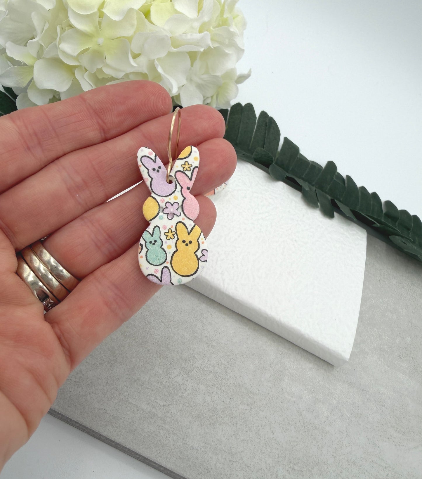 Earrings Made with Polymer Clay Peeps Bunnies - PCE-984