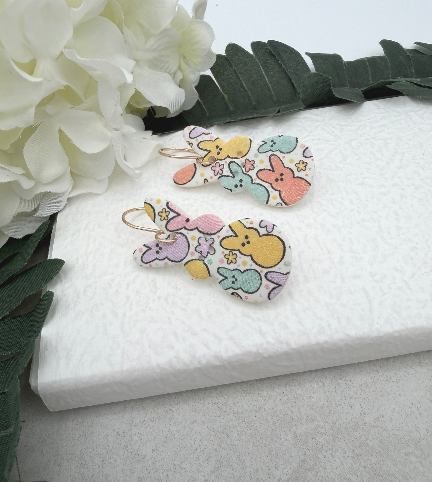 Earrings Made with Polymer Clay Peeps Bunnies - PCE-984