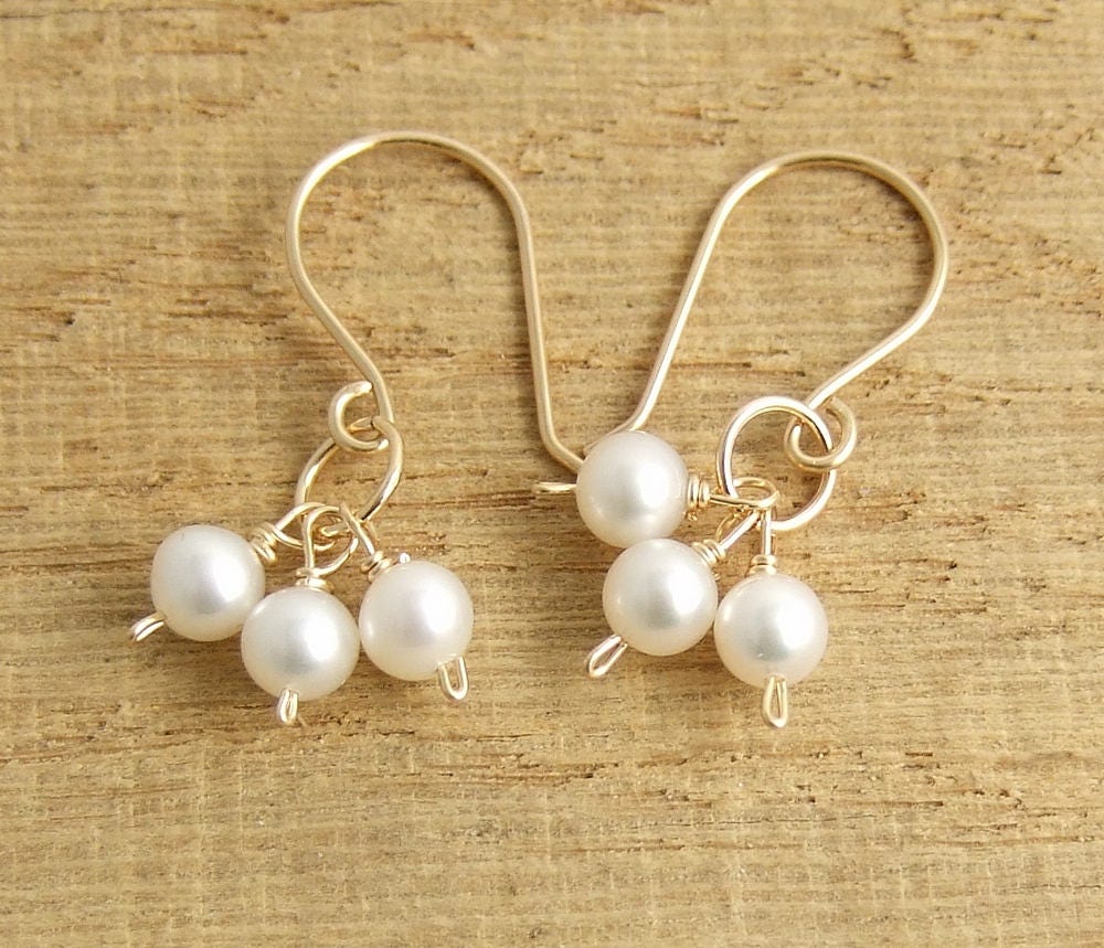 Earrings with Pearls and 14 K Gold Filled Loops Wire Wrapped with 14 K Gold Filled Wire GCHE-9